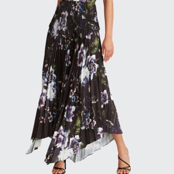 Theia Trinity Floral Pleated Halter Dress - Picture 5 of 13